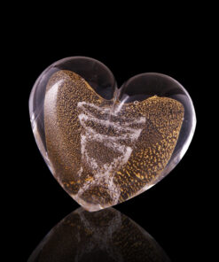 Skulptur golden heart bøhmisk krystal aske guld