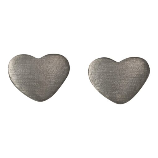 Sort rhodineret sølv ørestikker hjerteformet