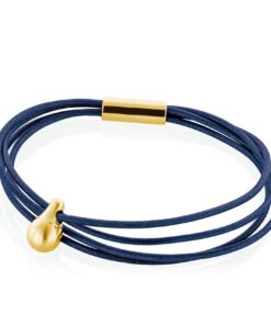 Navy læder armbånd med guld charm til aske