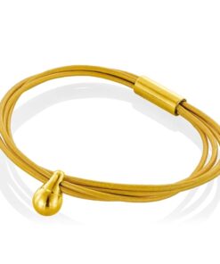 Gul læder armbånd med guld charm til aske